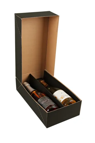 Coffret 2 – 3 bouteilles et Magnum en papier kraft noir – Ruban