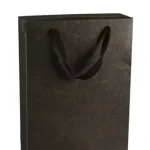 Sac 2 – 3 bouteilles – Magnum – Cabas en papier kraft noir – Ruban