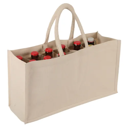 Sac en toile coton avec séparateurs – 12 bières 0.33cl