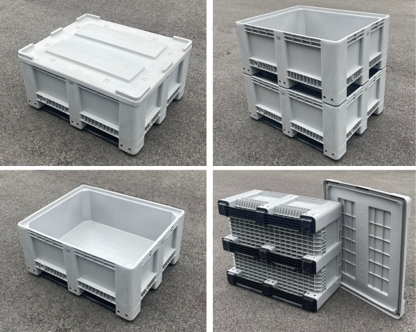 1200 x 1000 x 580 – Caisse palette – 3 semelles – Grise – 4412010058