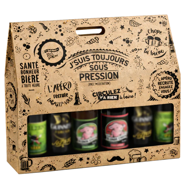 Valisette imprimée- 4 ou 6 bières Long-Neck – Pression