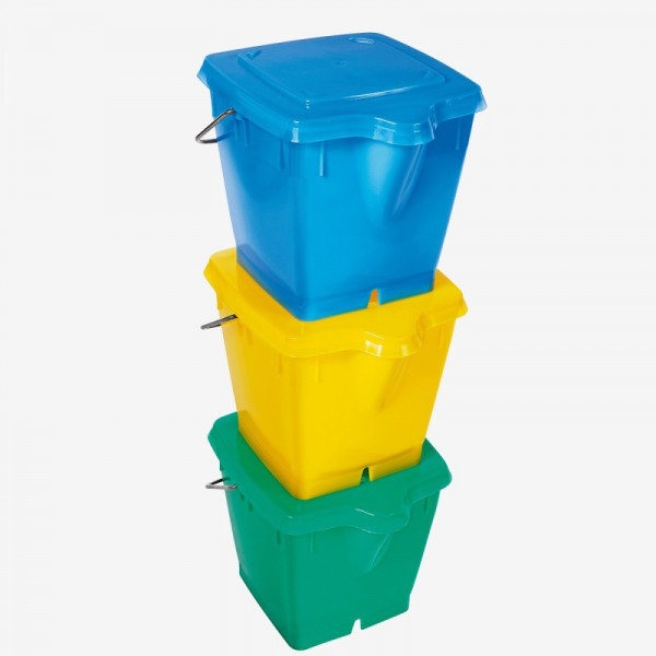 Seau carré alimentaire avec couvercle, bec verseur et anse en inox