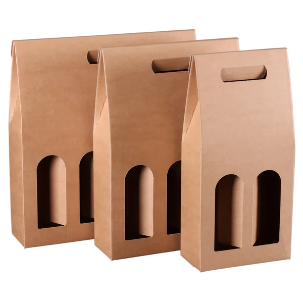 Valisette kraft neutre avec fenêtres – 1 – 2 – 3 – 4 bouteilles – Neutre