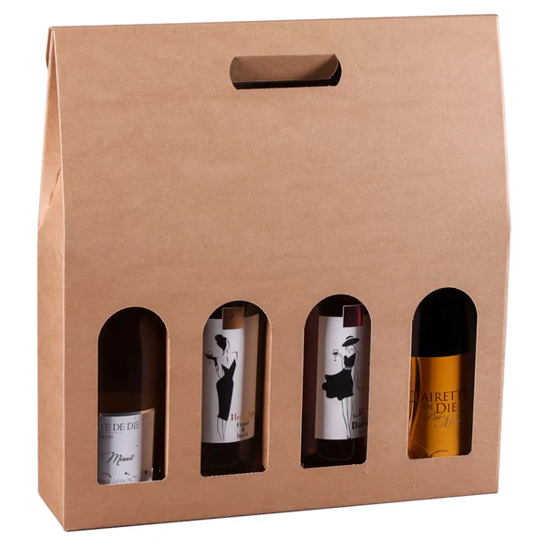 Valisette kraft neutre avec fenêtres – 1 – 2 – 3 – 4 bouteilles – Neutre